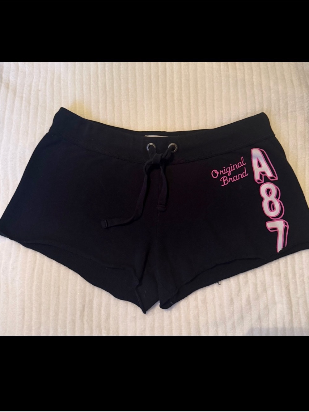 Aeropostale Black Sweat Shorts Size S Pink Graphic A87 Aero Y2K